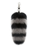 Goody Gumdrops Striped Fox Fur Handbag Charm, Black/Gray