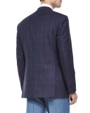 Check Two-Button Wool Jacket, Burgundy