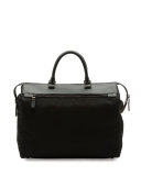 Leather & Nylon Horizontal Tote Bag, Black