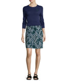 Long-Sleeve Contrast-Tipped Pullover, Marine/Deep Forest