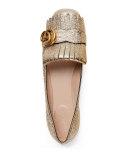 Marmont Fringe Leather Ballerina Flat, Gold