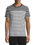 Colorblock Striped Short-Sleeve Tee, Black Stripe