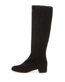 Lili Suede 30mm Red Sole Knee Boot, Black