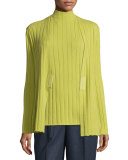 Ribbed Cashmere V-Neck Magnet-Close Cardigan