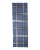 Gauze Giant Check Scarf, Thistle Blue