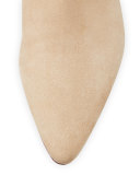 Ambra Suede Pointed-Toe Bootie, Taupe