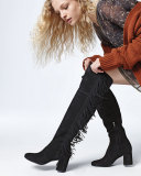 Jodi Fringe Suede Over-The-Knee Boot, Black