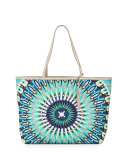Delhi Large Printed Leather Tote Bag