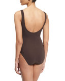 Lace-Up Front Underwire One-Piece Swimsuit