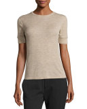 Wool Short-Sleeve Crewneck Sweater