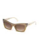 Kasia Two-Tone Cat-Eye Sunglasses, Bronze