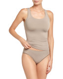 Touch Feeling Stretch-Jersey Tank Top, Taupe Gray