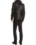 Archer Coated Leather Jacket, Black