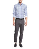 Plaid Long-Sleeve Sport Shirt, Blue