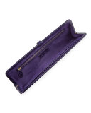 Small Frame Crocodile Clutch Bag, Purple Shiny