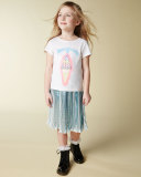 Cotton Jersey Ice Cream Tee, White/Blue, Size 4-5