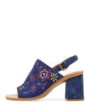 Dakota Embroidered 70mm Sandal, Blue