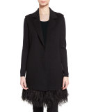 Double-Face Cashmere Vest w/ Ostrich Feather Trim