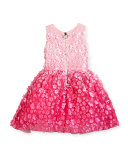 Sleeveless 3D Floral Tulle Dress, Pink, Size 7-16
