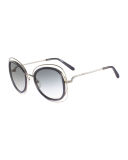 Carlina Trimmed Butterfly Sunglasses