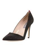 Rampling Glitter Pointed-Toe Pump, Black