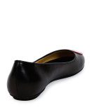 No Heels Leather Ballerina Flat, Black