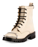 Lyndon Box Calf Combat Boot, Bone