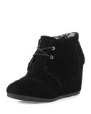 Suede Desert Wedge Boot, Black