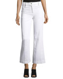Fray Bis Flared Cropped Jeans, White