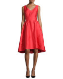 sleeveless satin high-low dress