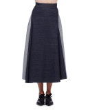 Denim Circle Midi Skirt, Indigo