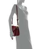 Hudson Small Suede Shoulder Bag, Dark Purple