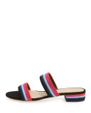 Rubie Striped Suede Slide Sandal, Black/Multi