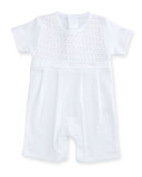 Breathless Pleated Pima Shortall, White, Size Newborn-9 Months