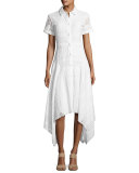 Eyelet Short-Sleeve Shirtdress, Orchid White