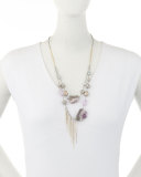 Two-Strand Crystal Bib Necklace, Purple