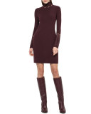 Cutout Long-Sleeve Tunic Dress, Mangosteen