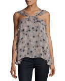 Cassandra Printed Ruffle Chiffon Top, Multicolor
