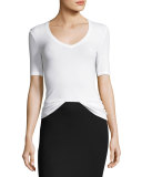 Short-Sleeve Fitted Jersey Tee, White