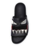 Monster Metal Teeth Double-Strap Slide, Black