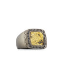 Men's Batu Classic Chain Silver Signet Ring with Black Sapphires, Size 10