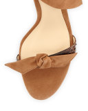 Clarita Suede & Python 90mm Sandal, Beige
