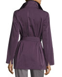 Hadley Short Trench Coat, Dark Purple