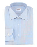 Woven Grid Check Dress Shirt, Orange/Blue