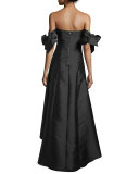 Off-The-Shoulder High-Low Gown, Jet