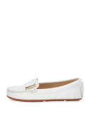 Renna Lizard-Embossed Ornament Loafer, Chalk