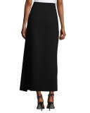 Ferdi Long Crepe Skirt w/ Thigh-High Slit, Black