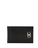 Double-Gancini Leather Bifold Wallet, Black