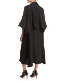 Short-Sleeve Open-Front Cropped Jacket, Black