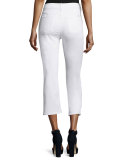 Denim Flared Cropped Jeans, White  